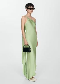 Asymmetric straps dress - Women | Mango USA Fancy Clothes, Formal Occasion Dress, Straps Dress, Mango Dress, European Summer Outfits, Guest Attire, Cocktail Attire, Fashion 2024, Floor Length Dresses