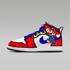 100% Authentic, Hand-Painted Custom Air Jordan 1s With Crackproof, Waterproof Coating New With Original Box Bright Colors Size Can Be Requested To Womens/Mens (Message Me If You Need A Size Not Listed) Made To Order; Allow 1-2 Weeks For Processing! All Final Sale, No Returns Or Exchanges ' Message Me With Questions! #Airjordan1 #Custom #Customsneakers #Trendy #Mario Custom Jordan Shoes, Nike Shoes Custom, Custom Air Jordan 1, Birthday Shoes, Custom Air Jordan, Nike Shoes Women Fashion, Custom Jordans, Air Jordan 1s, Motorcycle Aesthetic