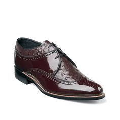 Stacy Adams-Dayton Ostrich Wingtip Oxford Up your style quotient with the Dayton Ostrich wingtip oxford from Stacy Adams. Featuring genuine Goodyear welted construction, this oxford has a synthetic patent upper with cool perforations and ostrich print leather around the collar and vamp for a distinctive look. Burgundy Wingtip Dress Shoes For Semi-formal Occasions, Burgundy Plain Toe Dress Shoes For Semi-formal Occasions, Semi-formal Burgundy Plain Toe Dress Shoes, Classic Burgundy Dress Shoes For Formal Occasions, Classic Burgundy Dress Shoes For Semi-formal Occasions, Classic Burgundy Lace-up Oxfords, Classic Burgundy Oxfords With Brogue Detailing, Burgundy Wingtip Oxfords With Leather Sole, Classic Burgundy Wingtip Dress Shoes