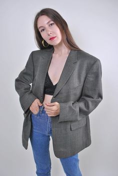 "Vintage blazer wholesale, suit jacket bulk buy, women oversized plaid blazer jacket Welcome to TARASCOMMON.ETSY.COM Unique clothing from the 20th century. You can choose 3, 5 or 10 Blazers. We choose jacket, you get best price for wholesale lots. JACKETS ON PHOTO - ONLY EXAMPLE! 1) All items are washed and controlled for quality. 2) Each item is in excellent vintage condition. 3) If you want you can choose items that you like here https://www.etsy.com/shop/TarasCommon?ref=l2-shopheader-name&amp Sport Jacket Men, Vintage Windbreaker, Vintage Blazer, Plaid Blazer, Shell Jacket, Sports Tees, Womens Blazers, Jacket Pattern, Sport Wear