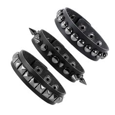 Adjustable Punk Bracelet For Streetwear, Adjustable Punk Bracelets For Streetwear, Adjustable Punk Bracelets For Biker Events, Black Edgy Wristband With Studs, Punk Leather Bracelet With Rivets, Punk Style Leather Bracelet With Rivets, Edgy Band Bracelet For Concerts, Edgy Band Bracelet For Concert, Edgy Black Leather Bracelet With Spikes