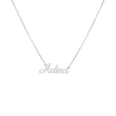 Silver Solid Script Nameplate Necklace - Adina's Jewels Nameplate Necklace Gold, Nameplate Necklace Silver, Customized Necklace, Necklace Name, Nameplate Necklace, Charm Necklaces, Delicate Chain, Necklace Personalized, Script Font