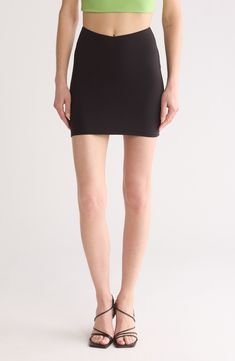 A fitted silhouette and scooped waist bring modern charm in this flirty skirt made supersoft, second-skin fabric. 13" center front length (size Medium) Lined 88% polyester, 12% spandex Hand wash, line dry Imported Nordstrom Women, Naked Wardrobe, Ted Baker London, Fitted Silhouette, Black Fits, Free People Dress, Second Skin, Kate Spade New York, Stuart Weitzman