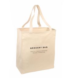 Over-the-shoulder grocery tote bag makes it easy to replace paper and plastic grocery bags. Long 22-inch handles make carrying a breeze with this roomy tote. Durable 10-ounce 100% cotton twill. Cotton web handles have reinforced stitching. 15.5'h x 14.5'w x 7'd. Refill when needed. Reuse forever. Eco-friendly Reusable Canvas Grocery Bag, Reusable Tote Bags For Grocery Shopping, Reusable Grocery Tote Canvas Bag, Reusable Tote Canvas Bag For Groceries, Reusable Organic Grocery Bags, Eco-friendly Rectangular Grocery Shopping Bag, Organic Reusable Grocery Bags, Reusable Tote Bag For Grocery, Reusable Tote Bag For Groceries