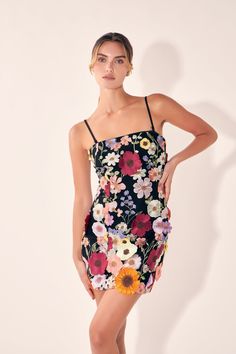 This stunning Floral Embroidered Mini Dress is perfect for any special occasion! With beautiful floral embroidery and a perfectly fitted silhouette this dress is sure to turn heads. The mini length creates a timeless and versatile look ensuring that you stand out from the crowd. Crafted from quality fabrics for a luxurious feel this dress is sure to make you feel comfortable and stylish. Make sure you stand out from the crowd with this luxury Floral Embroidered Mini Dress. Floral Embroidery Fitt Fitted Sleeveless Dress With Floral Applique, Embroidered Evening Dress For Summer, Chic Formal Dress With Floral Embroidery, Floral Applique Embroidered Midi Dress For Party, Summer Embroidered Dress With Straight Neckline, Chic Evening Dresses With Floral Embroidery, Party Dress With Floral Print And Straight Neckline, Formal Fitted Dress With Floral Applique, Chic Floral Embroidered Party Dress