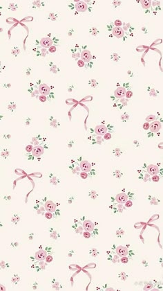 pink roses and bows on a white background