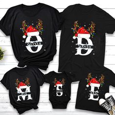 Family Christmas Shirt, Personalized Christmas Family T-Shirt, Matching Family Christmas Shirts, Monogram Family Christmas Pajamas Shirts ❤ How to Order * Select the shirt size & color from Drop-down menus * Add your text/ personalization request (optional) * Select the quantity * Click the "Proceed to Check Out" button ❤ Product details: Heavy weight fabric Classic unisex makes this an easy fit Size up if you want something roomier Our shirts include: - Sport Grey And Antique Heathers: 90% Cott Couples Pajamas, Matching Family Christmas Shirts, Personalized Christmas Shirts, Funny Pajamas, Christmas Pj, Matching Christmas Shirts, Christmas T Shirt Design, Design Text, Family Tees