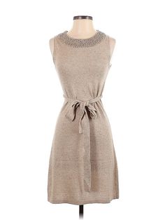 Tevrow+Chase Casual Dress Size: X-Small Tan Dresses - used. 40% RAYON, 24% LAMBSWOOL, 17% NYLON, 7% ANGORA, 7% CASHMERE, 5% POLYESTER, Sweater Dress, Mock, Tweed, Knee Length, Sleeveless | Tevrow+Chase Casual Dress - Sweater Dress: Tan Tweed Dresses - Used - Size X-Small Spring Party Tweed Dress Knee-length, Spring Party Knee-length Tweed Dress, Elegant Sleeveless Tweed Dress For Winter, Fitted Sleeveless Tweed Dress For Winter, Beige Knee-length Tweed Dress For Spring, Elegant Sleeveless Beige Tweed Dress, Tweed Dresses, Polyester Sweater, Dress Sweater