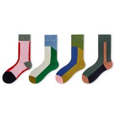 These mid-calf length socks are machine washable at 30/40° C. The composition of these thin socks is : 75% cotton, 19.3% nylon, 3.1% polyester, 2.6% Spandex. This perfect mix offers to the socks solidity & comfort.  SKU: SA1450706D Colors As Picture Patterns PatternsHeight mid-calf Size Tube Width: 7.5cm, Tube Heig Wool Socks, Sock Shoes, Mid Calf, Small Gifts, Color Block, Color Palette, Composition, Socks, Spandex