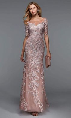 Alyce Paris - 27532 Floral Beaded Modest Long Dress Formal Prom Dresses Short, Modest Long Dresses, Alyce Paris Prom Dresses, Brides Mom, Mother Of Bride Outfits, Mother Of The Bride Dresses Long, Mother Of The Bride Gown, Alyce Paris, Mother Of Groom Dresses