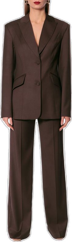 Classic Structured Pantsuit With Pressed Crease, Classic Tailored Structured Pantsuit, Tailored Structured Classic Pantsuit, Classic Single-breasted Pantsuit, Classic Pantsuit With Pressed Crease And Lapel Collar, Classic Tailored Single Breasted Pantsuit, Classic Tailored Single-breasted Pantsuit, Timeless Single-breasted Pantsuit For Tailored Appearance, Luxury Single-breasted Pantsuit With Lapel Collar