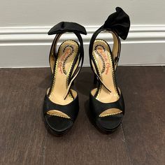 Brand New Never Worn Gorgeous Dressy Heels Size 34 Black Platform Heels For Cocktail, Black Open Toe Heels For Fashion Events, Black Evening Heels With Deep Heel Cup, Charlotte Olympia Shoes, Charlotte Olympia, Heels Black, Olympia, Black Heels, Shoes Women Heels