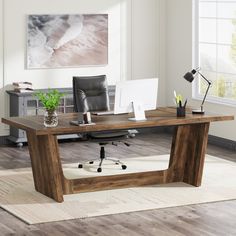 70.8 - Inch Executive Desk Cozy Workstation, Mans Home Office, Modern Retro Office, Home Office Wood Desk, Office Table Design Modern, Unique Office Desk, Rooms Simple, Wood Executive Desk, Big Office