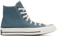 High-top canvas sneakers in blue. · Rubber cap toe · Lace-up closure · Logo patch and eyelets at inner side · Cushioned OrthoLite® footbed · Rubberized logo patch at heel · Treaded rubber sole · Contrast stitching in white Supplier color: Newtral teal/Black/Egret Blue Converse Canvas Sneakers, Blue Converse Cotton High-top Sneakers, Blue Cotton Converse High-top Sneakers, Blue Canvas High-top Sneakers With Gum Sole, Blue Converse Canvas High-top Sneakers, Blue Converse High-top Canvas Sneakers, Blue Canvas High-top Sneakers For Streetwear, Blue Canvas Shoes With Rubber Toe Cap, Blue High-top Canvas Sneakers