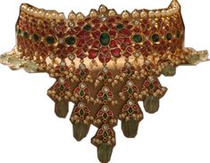 Bollywood Style Ceremonial Jeweled Jewelry, Ceremonial Temple Jewelry With Jewels, Ceremonial Temple Jewelry With Jeweled Details, Festive Temple Jewelry Bridal Choker, Jeweled Bridal Choker Necklace For Wedding, Wedding Jeweled Bridal Choker Necklace, Intricate Design Choker Necklace For Reception, Tilla Choker For Reception, Tilla Choker For Reception Occasion