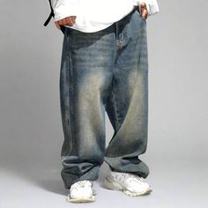 Distressed Y2K Baggy Jeans - Starphase Baggy Wide Leg Hip Hop Jeans, Hip Hop Baggy Medium Wash Jeans, Baggy Medium Wash Hip Hop Jeans, Baggy Hip Hop Jeans In Medium Wash, Oversized Wide Leg Hip Hop Jeans, Oversized Wide-leg Hip Hop Jeans, Hip Hop Baggy Washed Jeans, Baggy Washed Jeans For Hip Hop Style, Baggy Washed Jeans For Hip Hop