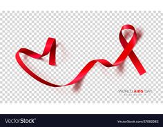 red ribbon on transparent background for world aids day