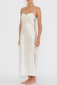 Sheer V-neck Slip Dress For Wedding Night, Sheer V-neck Slip Dress For Sleep, Feminine Sheer Slip Dress With Spaghetti Straps, V-neck Lace Slip Dress For Wedding Night, Lace V-neck Slip Dress With Bias Cut, Sheer Sleeveless Satin Slip Dress, Sleeveless Lace Back Slip Dress, Sleeveless Lace Slip Dress With Lace Back, Delicate Lace Slip Dress With Spaghetti Straps