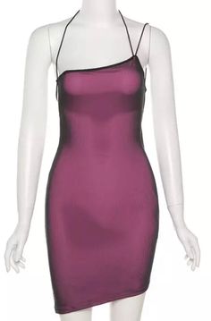 Baddie (Purple) Cute Mesh like Halter Tie Up backless Baddie mini Dresses Perfect for a night out on a town Purple One Shoulder Evening Mini Dress, Purple One-shoulder Mini Dress For Party, Purple One Shoulder Mini Dress For Party, Purple Fitted One-shoulder Mini Dress, Purple One Shoulder Mini Dress For Night Out, Purple Mini Dress For Date Night, Purple Mini Length Bodycon Dress, Chic Purple Evening Mini Dress, Purple Bodycon Dress For Club