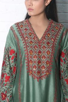 Shop for Chandrima Green Chanderi Embroidered Tunic for Women Online at Aza Fashions Green Maxi Length Sharara With Intricate Embroidery, Green Maxi-length Sharara With Intricate Embroidery, Green Embroidered Maxi Length Sharara, Transitional Green Embroidered Dresses, Green Embroidered Maxi Sets, Green Embroidered Straight Kurta Dress, Green Chikankari Embroidered Dress For Festive Occasion, Embroidered Green Sharara For Spring, Green Tunic Dress With Resham Embroidery