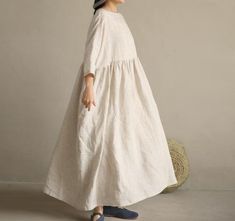 This is a women dress make with 100% linen fabric.we design it with a casual loose style.this linen women dresses also could be made with other colors.for other women coat https://www.etsy.com/shop/liferollpaint?section_id=16669636&ref=shopsection_leftnav_3thick women coatwww.etsy.com/shop/liferollpaint?section_id=18295391&ref=shopsection_leftnav_4long down coatwww.etsy.com/shop/liferollpaint?section_id=16669636&ref=shopsection_leftnav_2women down coatwww.etsy.com/shop/liferollpaint?section_id=1 Solid Color Bohemian Linen Dress For Spring, Beige Linen Solid Color Dress, Casual Beige Linen Dress, Spring Linen Cotton Dress In Solid Color, Plain Spring Dress For Daywear, Plain Spring Daywear Dress, Plain Dress For Daywear In Spring, Relaxed Fit Linen Dresses For Spring, Oversized Solid Color Dress For Spring