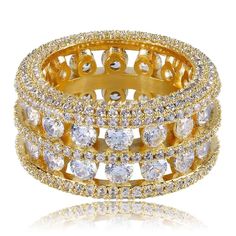 This 2 Row Eternity Ring is the Bling accessory you need to be drippy! Iced Out with the best Simulated Diamonds to make it shine like real VVS Diamonds. 14K Gold Plated: 5x PVD Plating & VVS CZ Stones PREMIUM Quality: Hand Set Gemstones No form of discomfort on your skin Real Diamonds look and feel. Weight: 14.2gr FREE STANDARD SHIPPING Iced Out Rings, Diamond Finger Ring, Space Rings, Hip Hop Rings, Urban Jewelry, Ring Settings Types, Vvs Diamond, Bling Ring, La Face