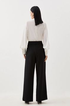 A timeless staple for any sophisticated workwear collection, these tailored trousers are cinched in a corset style at the waist, while an airy wide leg style drapes to a full length. Crafted from sumptuous compact stretch fabric for a softly comfortable fit.Wide leg trousersTailoredBelt loopsRegular length Elegant Wide-leg Pantsuit For Office, Elegant Wide Leg Pants For Office, Elegant High-waisted Wide Leg Pants For Semi-formal Occasions, Elegant Fitted Wide Leg Culottes, Elegant Wide-leg Formal Culottes, Elegant Formal Wide-leg Culottes, Elegant Straight Leg Culottes For Formal Occasions, Elegant Wide Leg Office Pants, Formal Fitted High-waisted Culottes