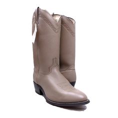 Brand New! Genuine Leather Taupe Gray Western Boots Made In Usa Crafted With Pride Size. 10.5 Ee Western Style Gray Taupe Genuine Leather, Decorative Stitching, Pull Up Tabs, Leather Soles, Rubber Heels . Shaft 13" From Arch . Heel. 1.75" Measurements R Approx And Can Be Interpreted Diff Where Measurements Colors May Not Be Exact Due To Lighting Or Ur Screen Please Review Measurements Before Purchasing Beige Snip Toe Boots With Reinforced Heel, Khaki Leather Boots With Round Toe, Classic Beige Boots With Leather Sole, Rugged Khaki Leather Boots, Casual Fitted Work Boots With Snip Toe, Casual Fitted Snip Toe Work Boots, Beige Almond Toe Boots With Leather Sole, Classic Beige Almond Toe Boots, Beige Boots With Reinforced Round Toe