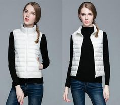 Made from the softest nylon and polyester materials, this ultra-light duck down vest for women is exactly what you need to stay cozy this autumn/winter. Featuring a solid pattern that matches any attire, its zipper closure ensures a great fit while the mandarin collar adds a dash of chicness to your look. A marvelous jacket that proffers both style and comfort, keep yourself warm wearing this swanky vest jacket!

Specifications
Item Type: Outerwear & Coats
Outerwear Type: Vest
Gender: Women
Coll Vest For Women, Clip In Ponytail, Duck Down Jacket, Trendy Winter, White Duck, Sleeveless Jacket, White Ducks, Winter Jackets Women, Down Parka