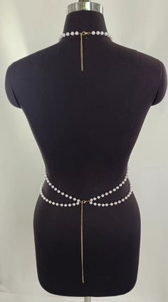 Pearl Body Chain – SaBipr Elegant Backless Body Chain For Party, Elegant Party Body Chain, Elegant Adjustable Body Chain For Party, Elegant White Waist Chain, Pearl Backdrop Necklace For Parties, Party Pearl Backdrop Necklace, Party Body Chain With Pearl Detail, Elegant Pearl Chain Body Chain For Evening, Gold Backless Body Chain