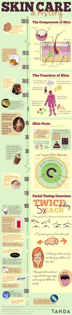 Skin Care History Infographic | EcoSalon | Conscious Culture and Fashion Facial Toning Exercises, Skincare Infographic, Skin Facts, Facial Toning, Types Of Acne, Acne Problem, Anti Aging Skin Products, Aging Skin Care