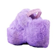 Flat Faux Fur Slippers, Soft Faux Fur Slippers With Round Toe, Trendy Synthetic Slippers With Flat Heel, Comfortable Slip-on Faux Fur Slippers, Trendy Slip-on Synthetic Slippers, Fluffy Flat Synthetic Slippers, Winter Faux Fur Flat Slippers, Trendy Closed Toe Synthetic Slippers, Trendy Platform Slippers With Cushioned Footbed