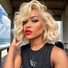 Blonde Hairline, Wavy Human Hair Wigs, Lace Front Bob Wigs, Lace Front Bob, Hairstyles Pictures, Wigs Short, Short Sassy Hair, 613 Blonde, Sassy Hair