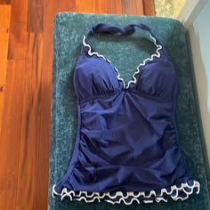 Nwt Your Profile Tankini Halter Top With Ruffle Top Size 10 Cute Summer Vacation Tankini, Navy Blue Swimsuit, Cute Tankinis, Tankini Aesthetic, Cute Spaghetti Strap Tops, Country Jeans, Tankini Swimsuits For Women, 2000s Outfit, Halter Top Tankini