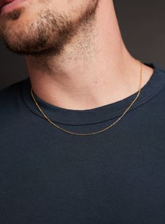 Gold THIN 1mm Cable Chain Necklace for Men Necklace WE ARE ALL SMITH Men’s Gold Necklace, Necklace For Guys, Male Pendant, Build Shoulders, Gold Neck Chain, Chain Necklace For Men, Guy Fits, Silver Chain For Men, Cable Chain Necklace