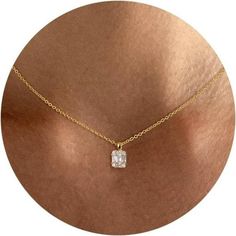 New! Elegant Dainty Gold Necklace Diamond Pendant Chain Choker 14k Gold Plated Cubic Zirconia Simple Gold Necklace For Women. - Length:17"+2"Extension - 14k-Gold-Plated-Brass - Aaaa+ Cubic Zirconia Cz - Hypoallergenic/ Nickel Free - Perfect Gift For Her Thank You! Gold Layered Necklaces, Necklaces Aesthetic, Small Gold Necklace, Diamond Necklace Designs, Gold Necklace Simple, Square Necklace, Dainty Gold Necklace, Gold Jewelry Necklace, Gold Necklace Women