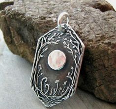 Fillagree Jewelry, Forest Moon, Silver Metal Clay, Mountain Necklace, Metal Clay Jewelry, Fine Silver Jewelry, Allegiant, Recycled Silver