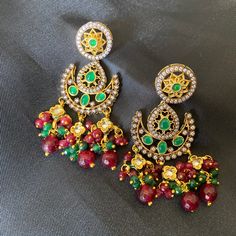 Approximate length 7.5cm Dual tone earrings with beautiful beads hangings Chandbali Earrings, Beads, Trending Outfits, Unique Jewelry, Handmade Gifts, Clothes