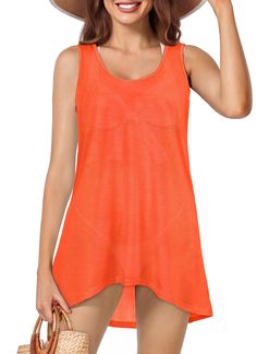 PRICES MAY VARY. Womens swimsuit cover up is carefully crafted from high quality fabric for long lasting durability. Enjoy the superior quality and stretch of a womens dresses summer for summer. Bikini cover up's sleeveless design allows for freedom of movement and ultimate comfort. The swim coverup allows for unrestricted arm movement, keeping you cool and comfortable while showing off your sun-kissed shoulders. Stand out at a beach party with this stunning swimsuit cover ups for women. Its sty Womens Swimsuit, Tank Bikinis, Swim Coverup, Swimsuit Women, Sleeveless T Shirt, Women's Cover Up, Swimsuit Cover Ups, Sleeveless Tshirt, Dress Top