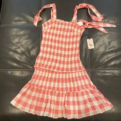 Nwt Sincerely Jules Gingham Smocked Ruffle Dress! Size Small. Comes With Matching Scrunchie! Cute Fitted Smocked Dress With Ruffle Hem, Casual Fitted Smocked Dress With Ruffled Straps, Casual Gingham Dress With Ruched Details, Casual Ruched Gingham Dress, Fitted Smocked Dress For Summer Picnic, Summer Plaid Smocked Dress With Ruffles, Plaid Fitted Smocked Dress Casual Style, Casual Fitted Smocked Plaid Dress, Fitted Casual Plaid Smocked Dress