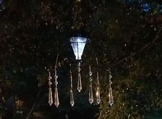 a street light hanging from the side of a tree