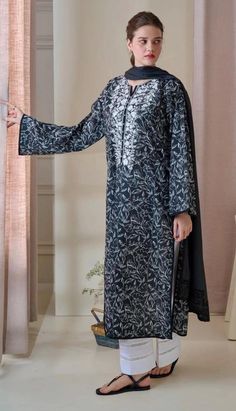 Original aghanoor  Brand new with tags 2 pc digital printed neckline embroidered lawn kurta  With lawn dupatta  Color-Black  Shirt length 48" Ready To Wear Dress, Agha Noor, Embroidered Suit, Lawn Shirts, India And Pakistan, Salwar Kameez, Traditional Outfits, Black Shirt, Favorite Outfit