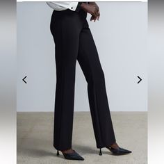 New York & Company 7th Avenue Ponte Pants Black Inseam 34.5” Business Straight Leg Elastane Pants, Tailored Wide Leg Pants For Office, Tailored Black Wide Leg Pants In Elastane, Tailored Wide Leg Career Pants, Mid-rise Fitted Pants For Business Casual, Tailored Black Wide Leg Elastane Pants, Elastane Wide Leg Pants For Work, Fitted Mid-rise Pants For Business Casual, Fitted Mid-rise Business Casual Pants