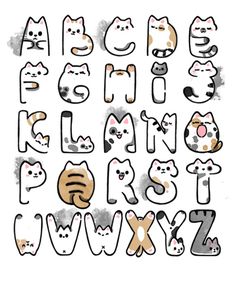 the letters and numbers are made up of different types of cats, including one cat