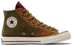 Converse Chuck 70 High 'Corduroy - Green' 172494C Weird Shoes For Men, Cool Shoes Men, Earthy Shoes, Corduroy Converse, Patchwork Converse, 70 Aesthetic, Hippie Shoes, Custom Chuck Taylors, Green Converse