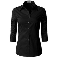 Doublju Women's 3/4 Sleeve Slim Fit Button Down Dress Shirt with Plus Size FEEL SUPER COMFY Doublju Women's Casual and Stylish Button Down Shirt is high quality! SUPERIOR QUALITY FABRIC and Soft, comfortable and stylish specializing in the design. This Premium Plus Size Button Down Dress Shirt is comfortable to wear and trendy. VERSATILE Button Down Dress Shirt This Button Down Dress Shirt is made with lightweight and soft material. Simply design Shirts which is basic and stylish. Button Down Dr Business Casual Blouse, Slim Fit Dress Shirts, Button Down Dress Shirt, Fitted Blouses, Yourself Quotes, Basic Long Sleeve, Womens Basic, Button Down Dress, Casual Blouse