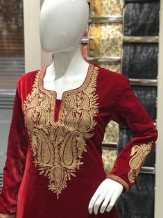 Tilla Embroidered Kashmiri Velvet Kurta Indo Western Kurtas | Etsy Fitted Velvet Embroidered Dress, Fitted Embroidered Velvet Dress, Festive Long-sleeve Velvet Dress, Festive Long Sleeve Velvet Dress, Formal Velvet Kurta With Zari Work, Designer Velvet Dresses For Diwali, Long Sleeve Velvet Dress With Resham Embroidery, Fitted Velvet Dresses For Designer Wear, Velvet Fitted Dress For Designer Wear