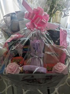 a basket filled with lots of candy and candies