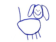 a drawing of a dog on a white background