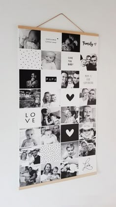 a wall hanging with many different pictures and words on it's side, along with the word love